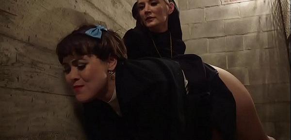  Lesbian nun whips ass to sister